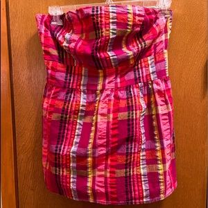 Pink colorful plaid Lane Bryant strapless tube top plus size 18w